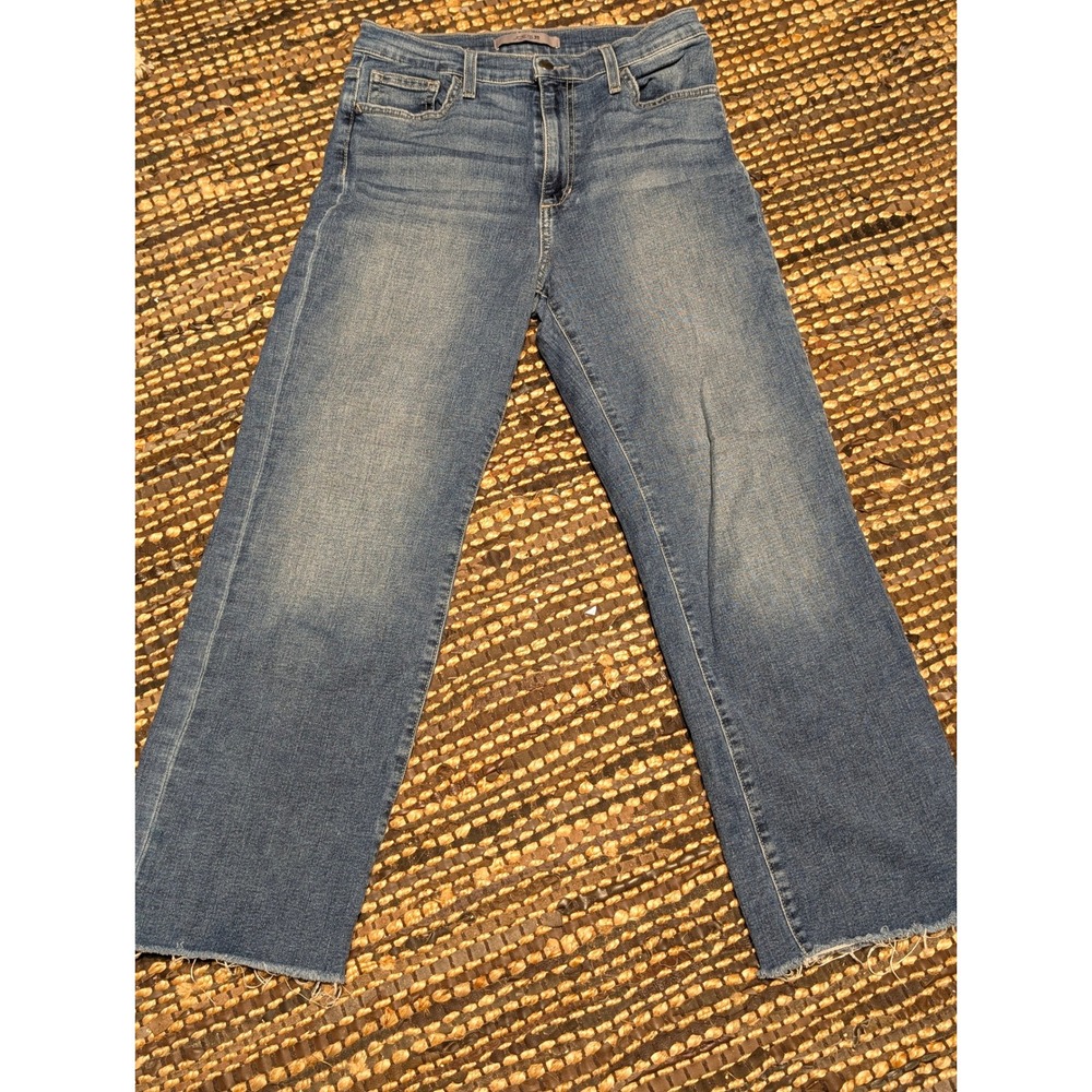 Joes Jeans The Sak Wide Leg Raw Hem Blue Denim Jeans Size 28
